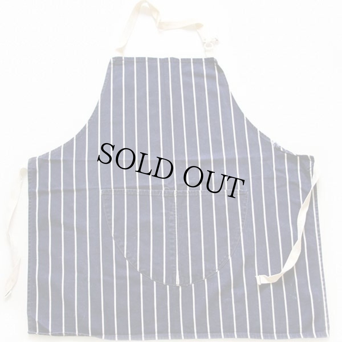 画像2: ビンテージ ストライプ コットン ワークエプロン 紺×白 (2)