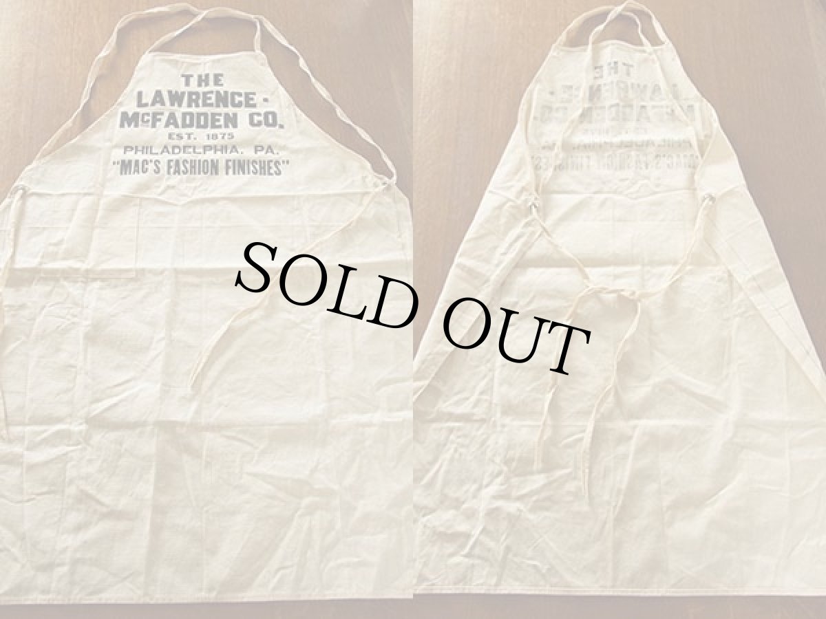 画像2: デッドストック ビンテージ THE LAWRENCE McFADDEN キャンバス ワークエプロン 生成り (2)
