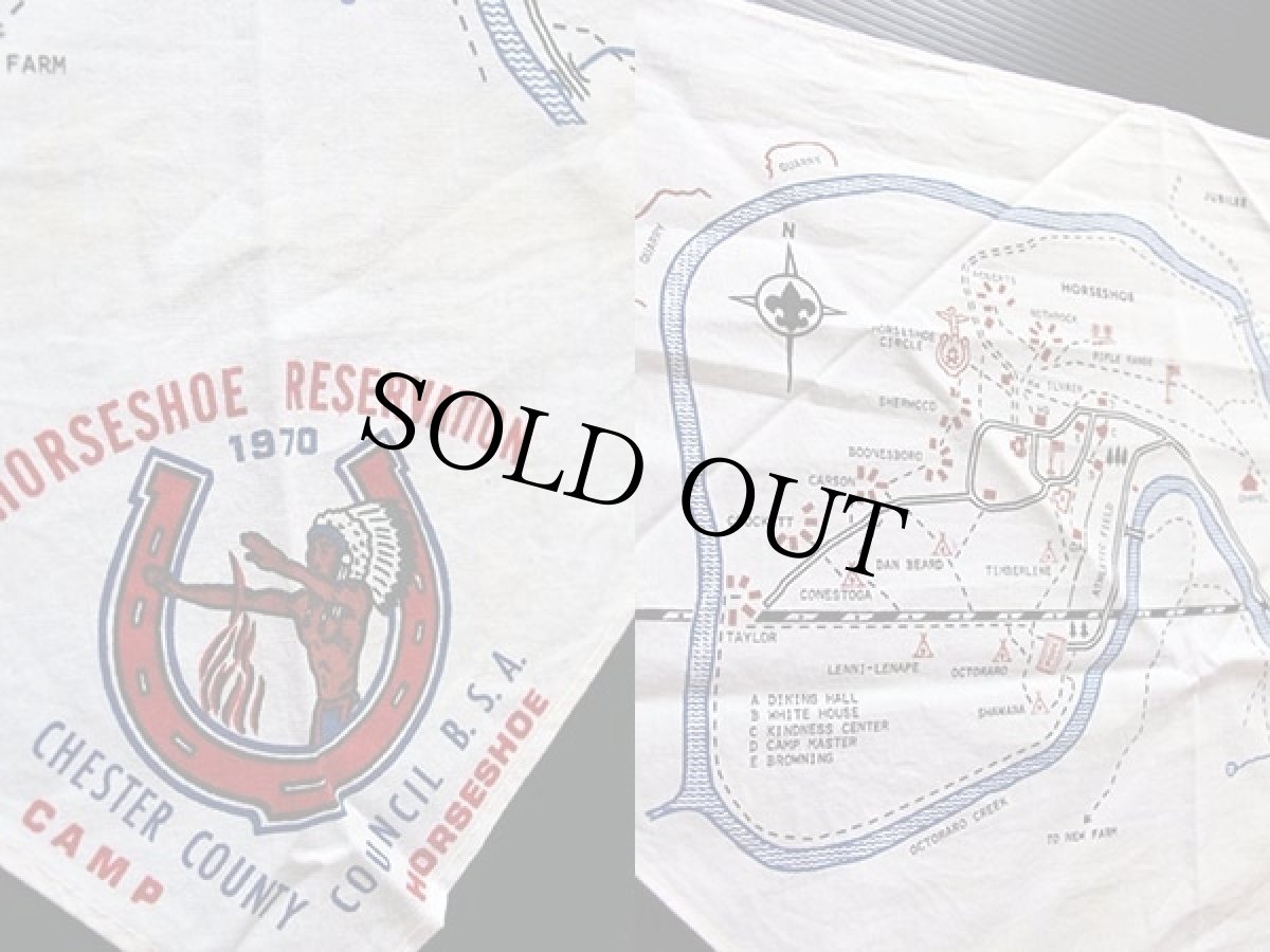 画像3: 70s BSA ボーイスカウト インディアン マップ ネッカチーフ 白★M (3)