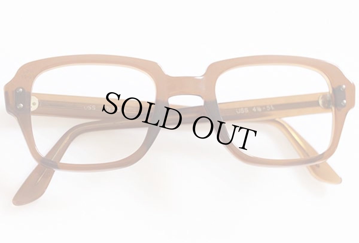 画像2: デッドストック ビンテージ 米軍 USS メガネフレーム アンバー (2)