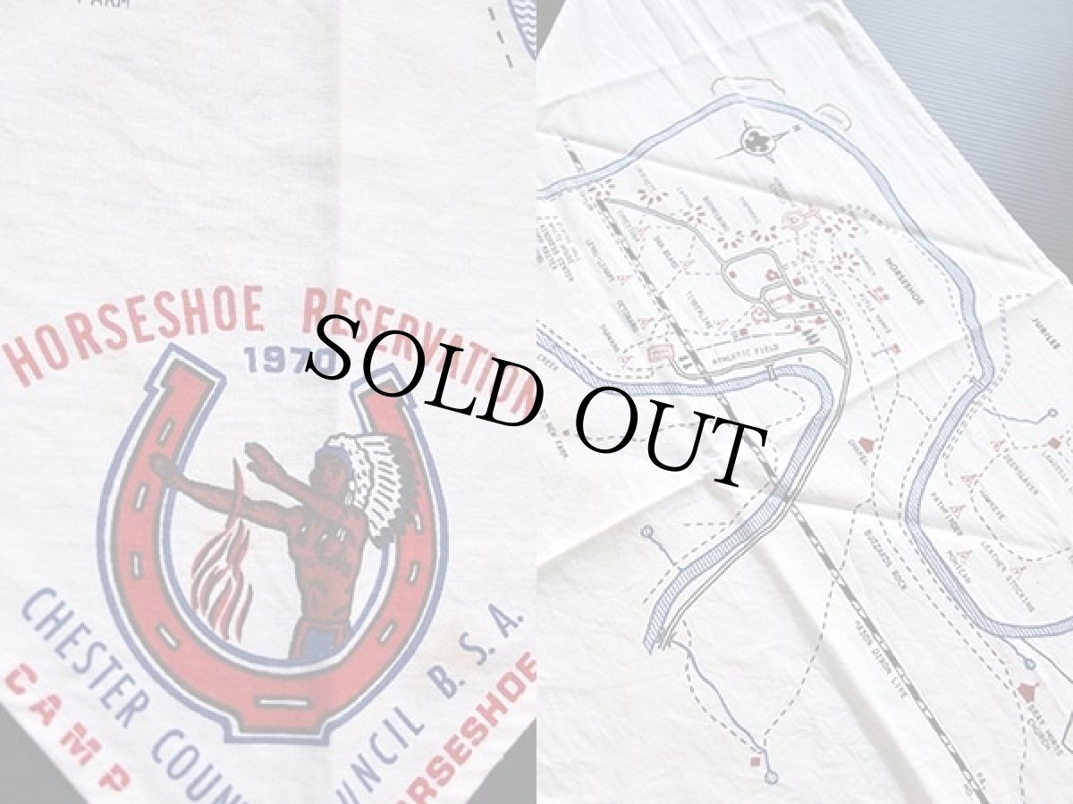 画像3: 70s BSA ボーイスカウト インディアン マップ ネッカチーフ 白★N (3)