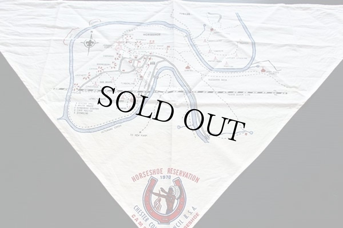 画像2: 70s BSA ボーイスカウト インディアン マップ ネッカチーフ 白★N (2)