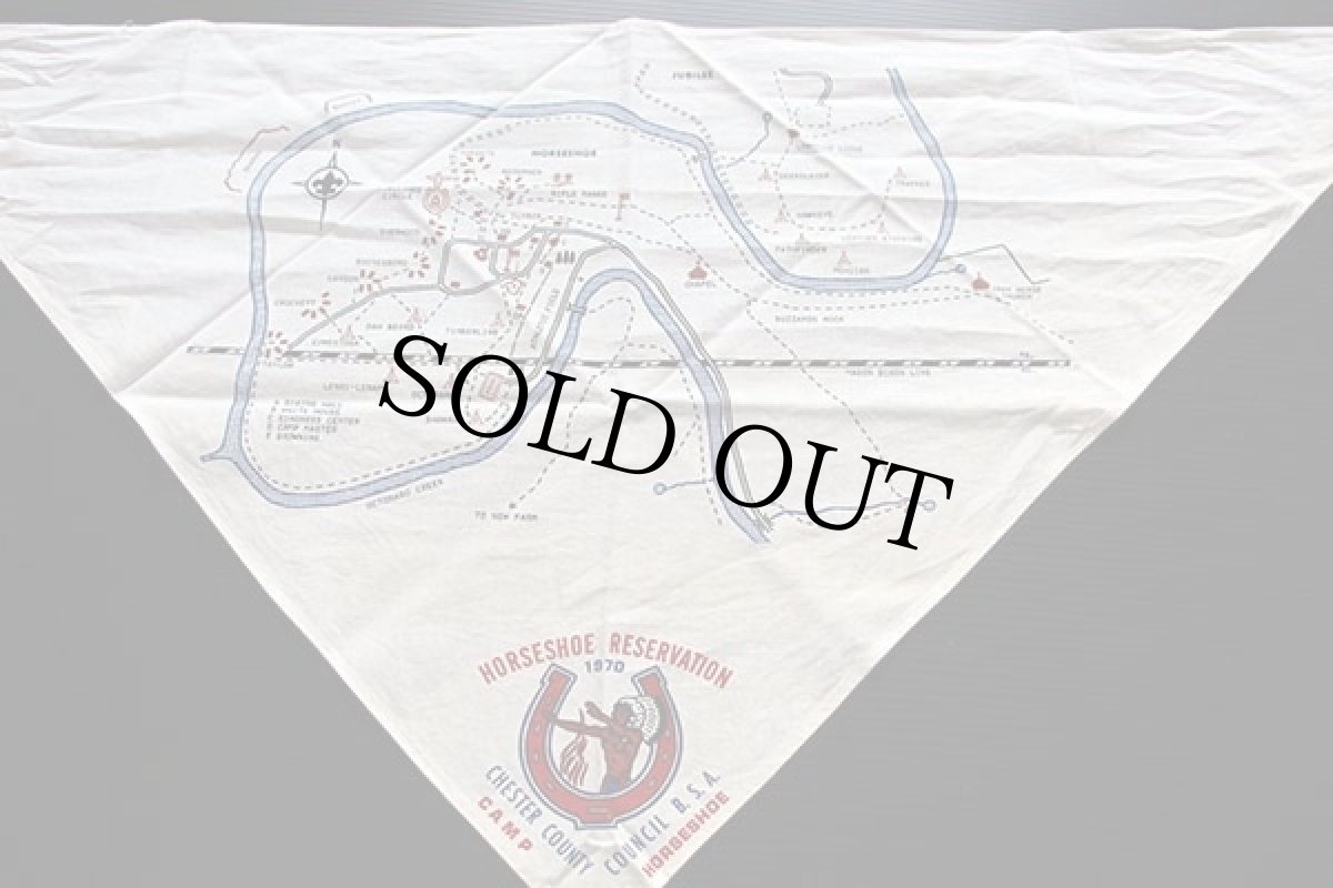 画像2: 70s BSA ボーイスカウト インディアン マップ ネッカチーフ 白★M (2)