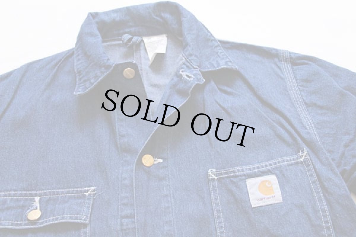 画像3: 80s USA製 carharttカーハート デニム チョアコート カバーオール 40 (3)