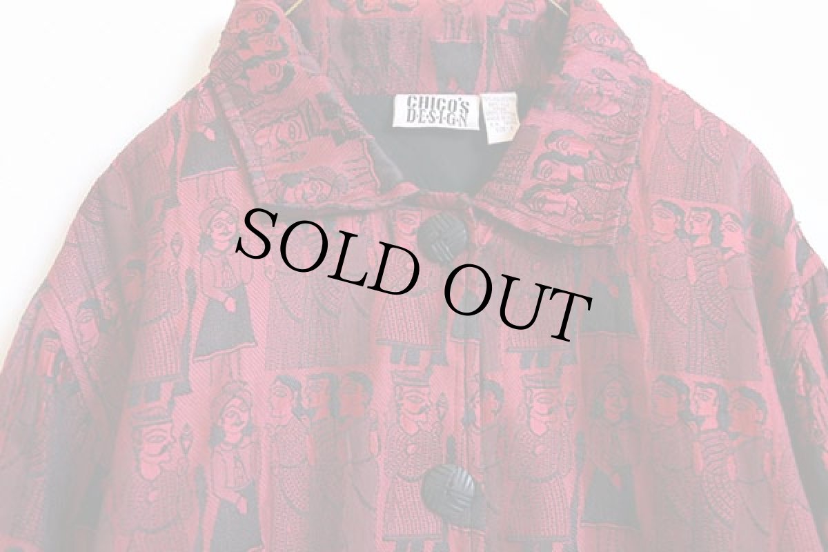 画像3: 90s CHICO'S DESIGN 総柄 シルク混 ジャケット 1 (3)