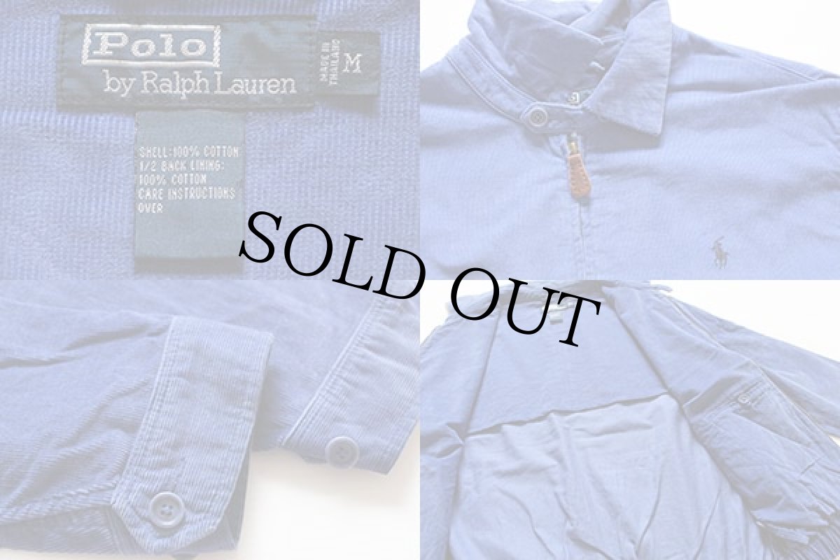 画像3: 90s ポロ ラルフローレン ワンポイント チンスト付き コーデュロイジャケット 青 M (3)