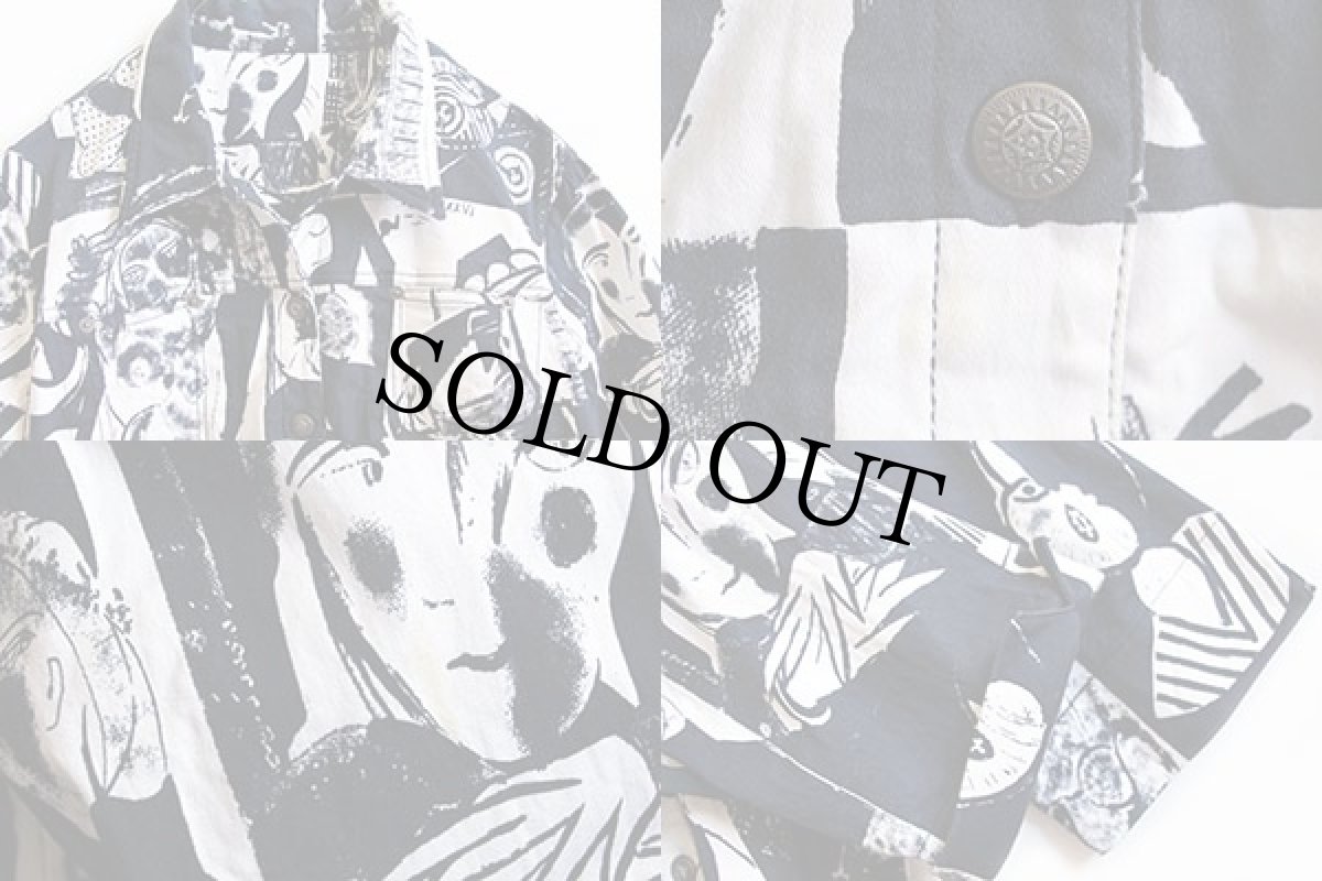 画像3: UNKNOWN アート 総柄 七分袖 ストレッチ ジャケット (3)