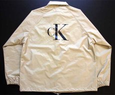 画像2: 90s Calvin Klein Jeans カルバンクライン ロゴ ナイロン コーチジャケット グレーベージュ L (2)