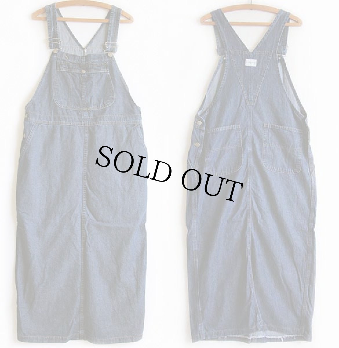 画像2: 90s USA製 riveted By Leeリー マキシ丈 デニム サロペット スカート M (2)