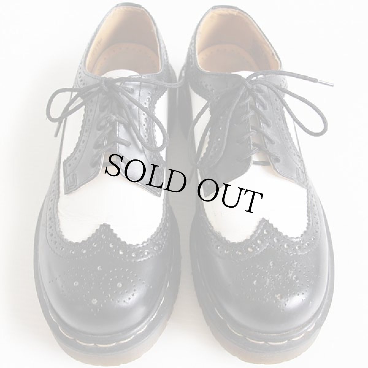 画像3: 英国製 DR.MARTENSドクターマーチン ウイングチップ レザーシューズ 厚底 黒×白 UK6 (3)