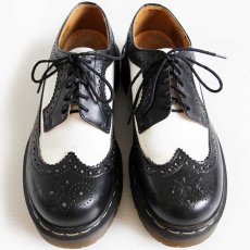 画像3: 英国製 DR.MARTENSドクターマーチン ウイングチップ レザーシューズ 厚底 黒×白 UK6 (3)