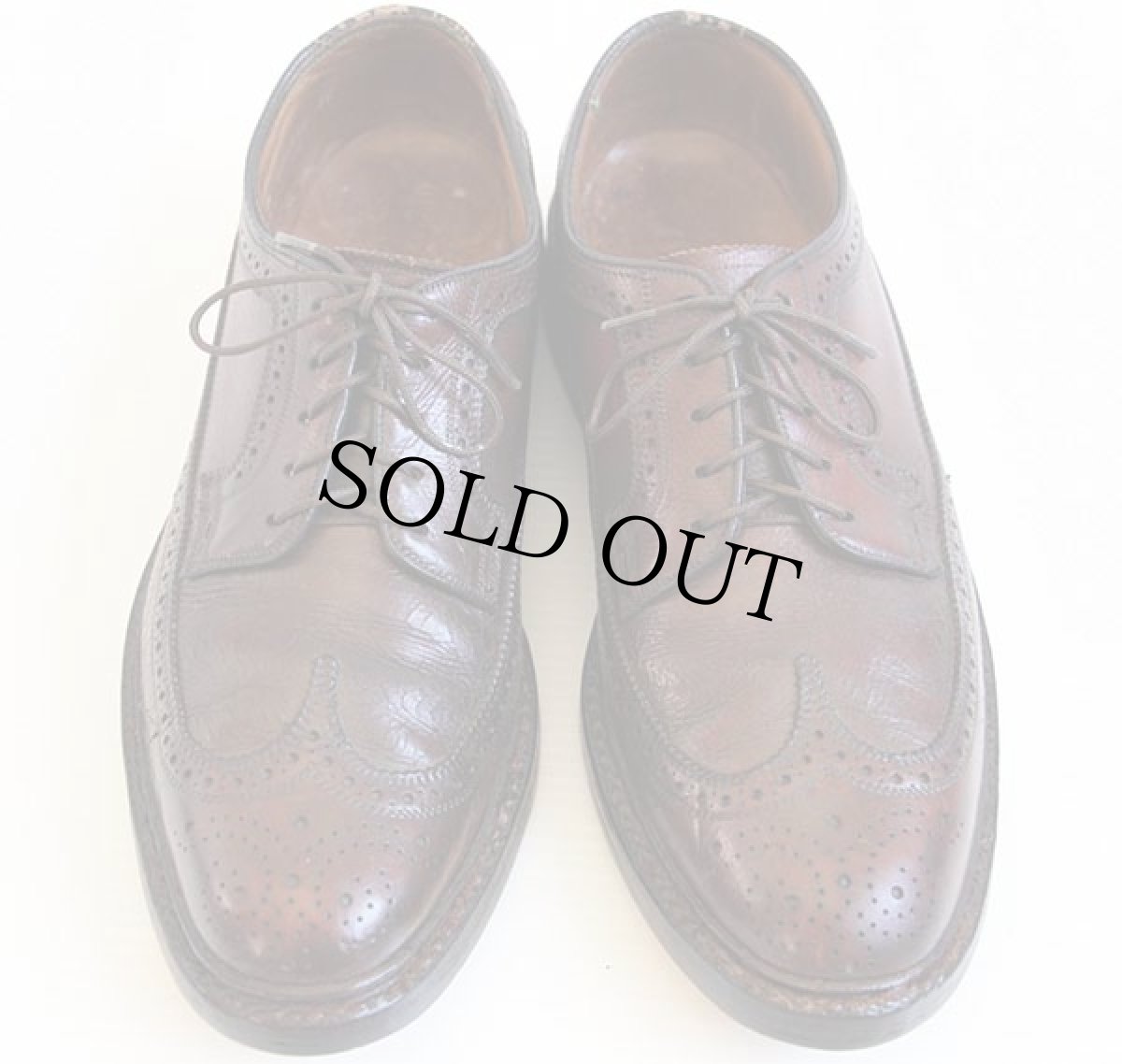画像3: 70s FLORSHEIMフローシャイム IMPERIAL ロング ウイングチップ レザーシューズ 茶 8D★革靴 (3)