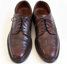 画像3: 70s FLORSHEIMフローシャイム IMPERIAL ロング ウイングチップ レザーシューズ 茶 8D★革靴 (3)