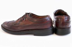 画像2: 70s FLORSHEIMフローシャイム IMPERIAL ロング ウイングチップ レザーシューズ 茶 8D (2)