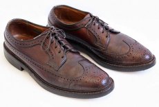 画像1: 70s FLORSHEIMフローシャイム IMPERIAL ロング ウイングチップ レザーシューズ 茶 8D★革靴 (1)