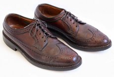 画像1: 70s FLORSHEIMフローシャイム IMPERIAL ロング ウイングチップ レザーシューズ 茶 8D (1)