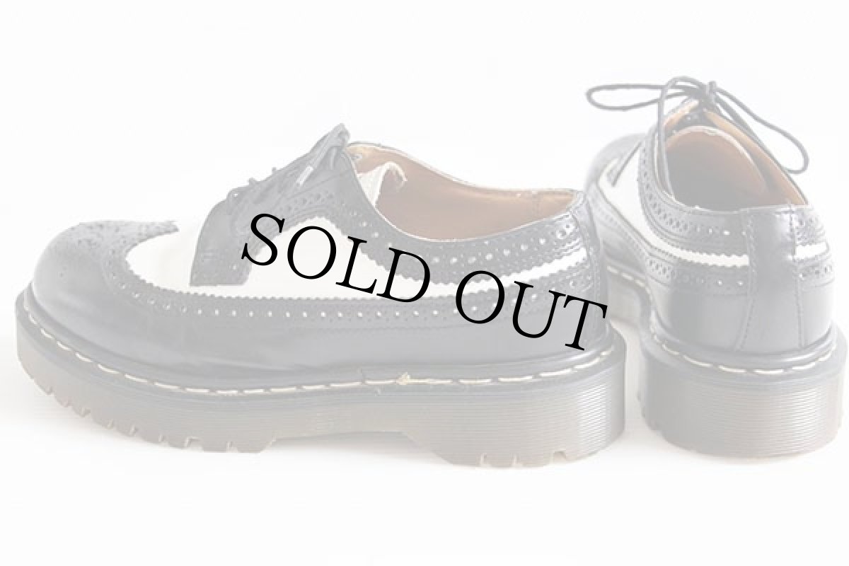 画像2: 英国製 DR.MARTENSドクターマーチン ウイングチップ レザーシューズ 厚底 黒×白 UK6 (2)