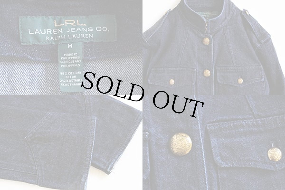 画像3: LAUREN JEANS ラルフローレン スタンドカラー デニム チュニックジャケット M (3)