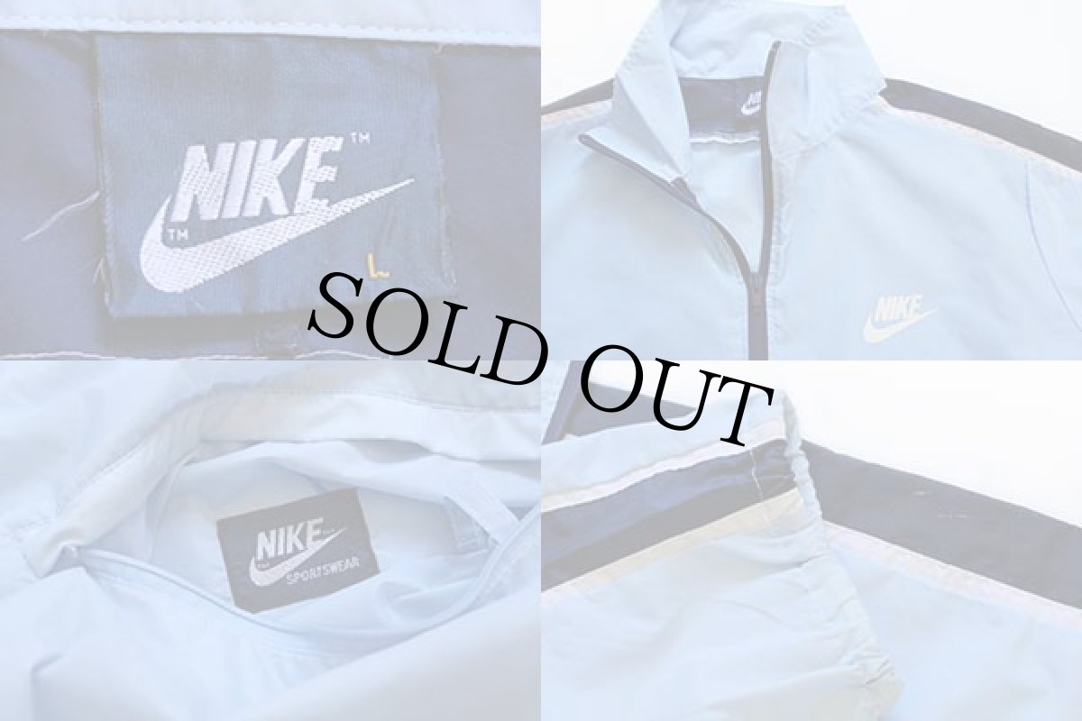 画像3: 80s NIKEナイキ プルオーバー ナイロンジャケット 水色×紺 L (3)