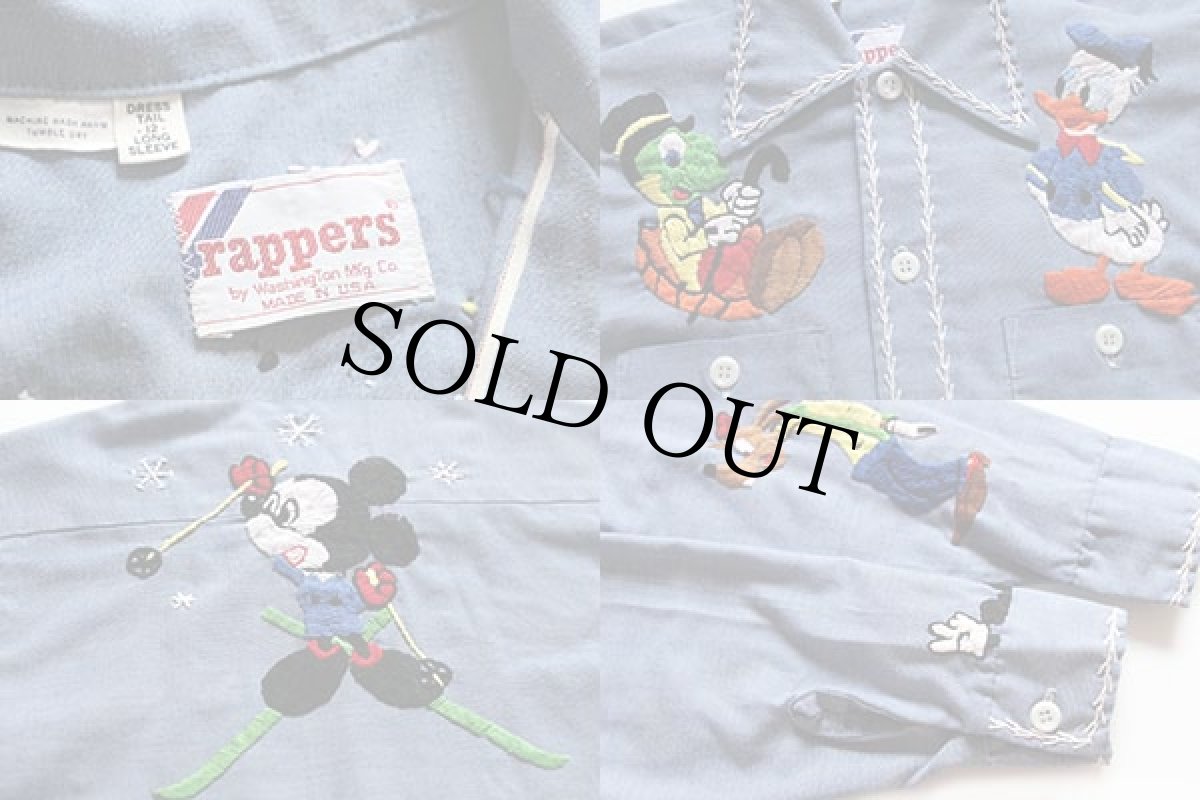 画像3: 70s USA製 rappers ミッキー マウス ドナルド 刺繍入り シャンブレーシャツ ボーイズ12 (3)