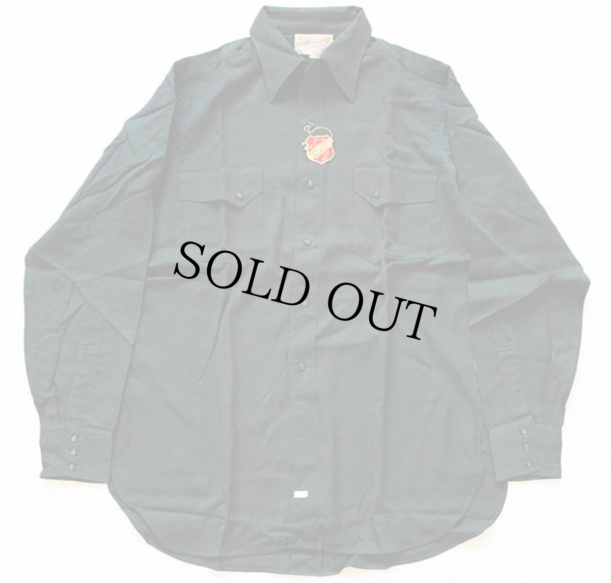 画像2: デッドストック★40s GAME AND LAKE マチ付き レーヨン×ウール ギャバジンシャツ 深緑 15 (2)