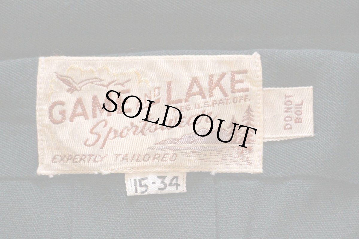 画像4: デッドストック★40s GAME AND LAKE マチ付き レーヨン×ウール ギャバジンシャツ 深緑 15 (4)