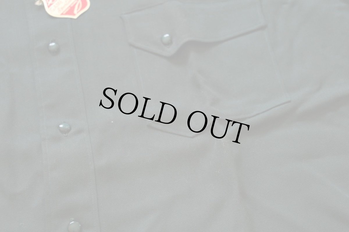 画像6: デッドストック★40s GAME AND LAKE マチ付き レーヨン×ウール ギャバジンシャツ 深緑 15 (6)