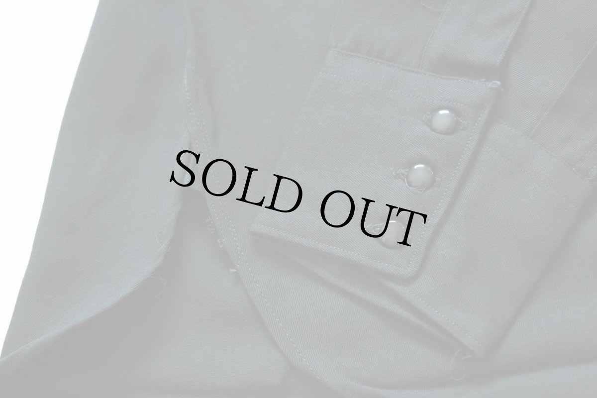 画像5: デッドストック★40s GAME AND LAKE マチ付き レーヨン×ウール ギャバジンシャツ 深緑 15 (5)