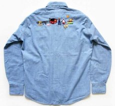 画像2: 70s USA製 Levi'sリーバイス 刺繍入り シャンブレーシャツ L (2)