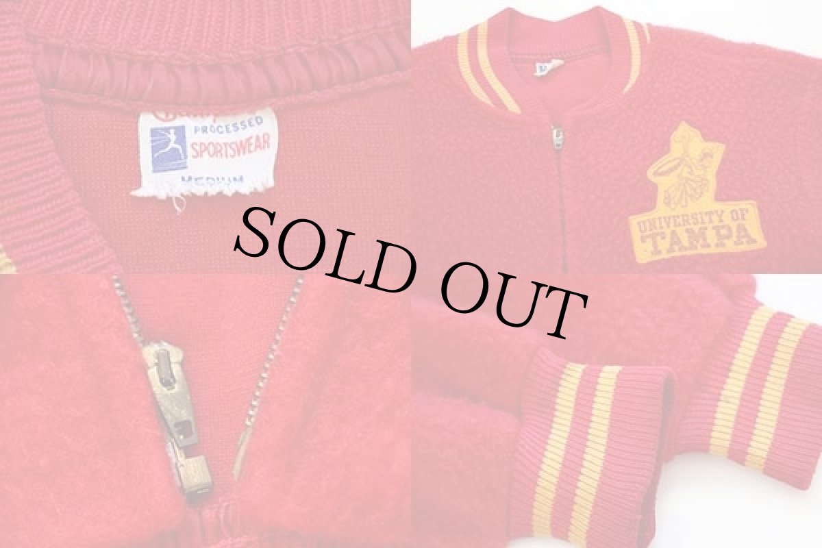 画像3: 50s Championチャンピオン ランタグ UNIVERSITY OF TAMPAフェルトパッチ パイルジャケット 赤 M (3)