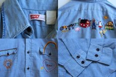 画像3: 70s USA製 Levi'sリーバイス 刺繍入り シャンブレーシャツ L (3)