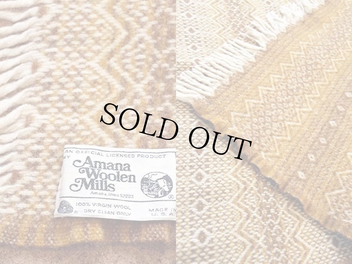 画像3: 80s USA製 Amana 織り柄 ウール ブランケット (3)