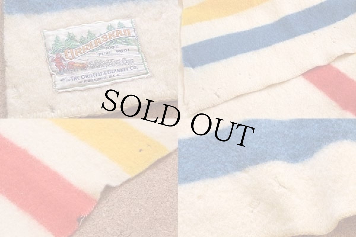 画像3: 50s ORRLASKAN マルチボーダー ウール ブランケット (3)