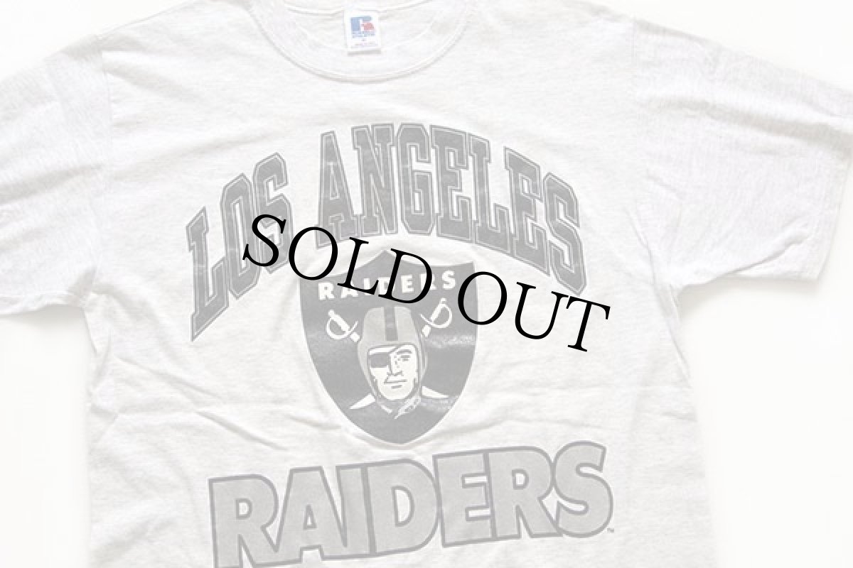 画像1: 90s USA製 RUSSELLラッセル NFL LOS ANGELES RAIDERSレイダース コットンTシャツ 杢ライトグレー M (1)