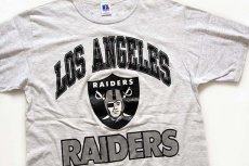 画像1: 90s USA製 RUSSELLラッセル NFL LOS ANGELES RAIDERSレイダース コットンTシャツ 杢ライトグレー M (1)