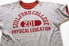 画像5: 60s USA製 CHAMPIONチャンピオン プロダクツ GUILFORD COLLEGE 染み込みプリント コットン リバーシブルTシャツ ライトグレー×赤 M (5)