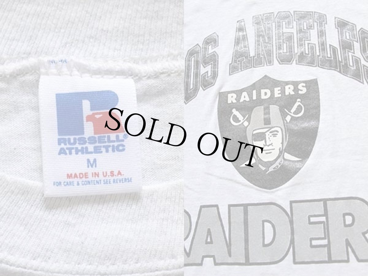 画像3: 90s USA製 RUSSELLラッセル NFL LOS ANGELES RAIDERS コットンTシャツ 杢ライトグレー M (3)