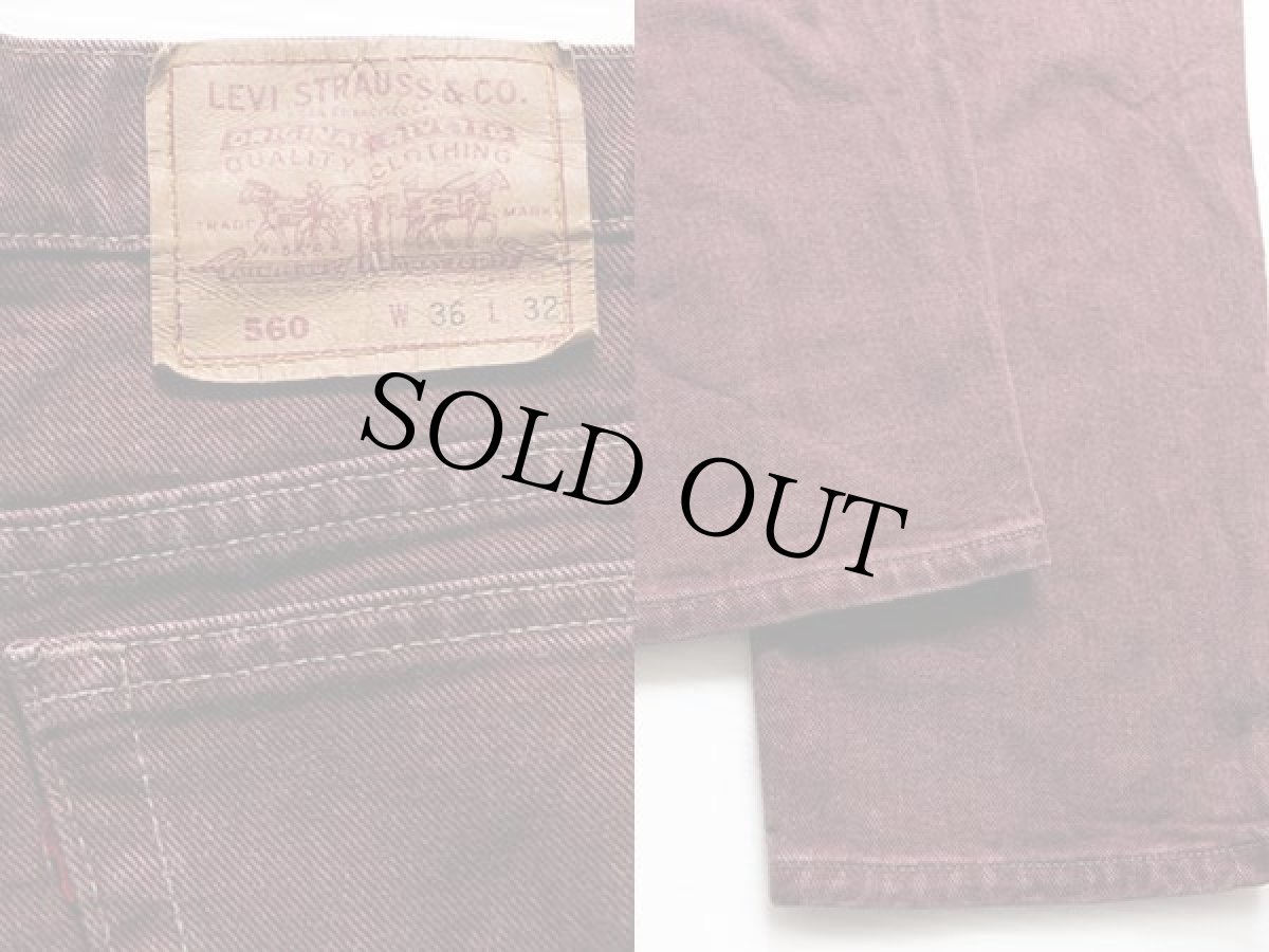 画像3: 90s USA製 Levi'sリーバイス 560 カラーデニムパンツ バーガンディ w36 L32 (3)