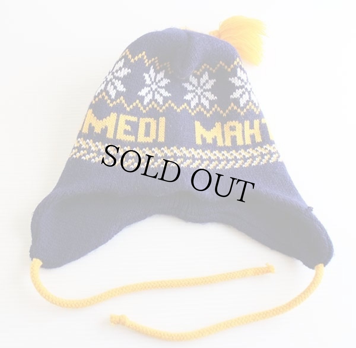 画像2: MAHTOMEDI 耳当て付き ニットキャップ 紺×マスタード (2)