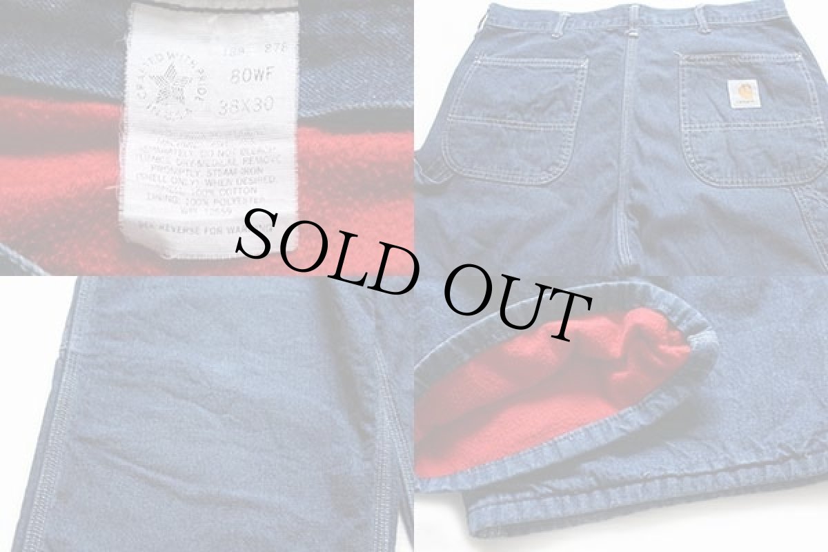画像3: 80s USA製 carharttカーハート ライナー付き デニム ペインターパンツ w38 L30 (3)