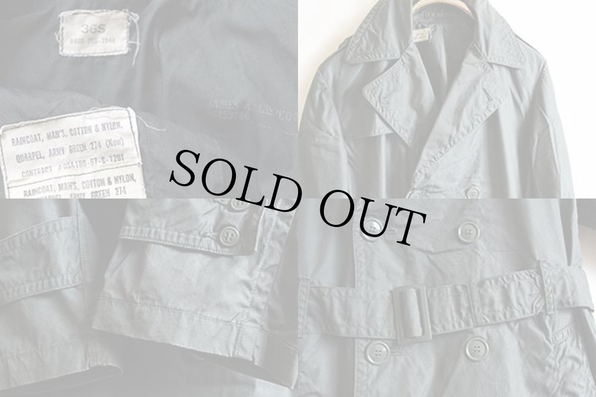 画像3: 60s 米軍 U.S.ARMY トレンチコート グリーン 36S★レインコート (3)