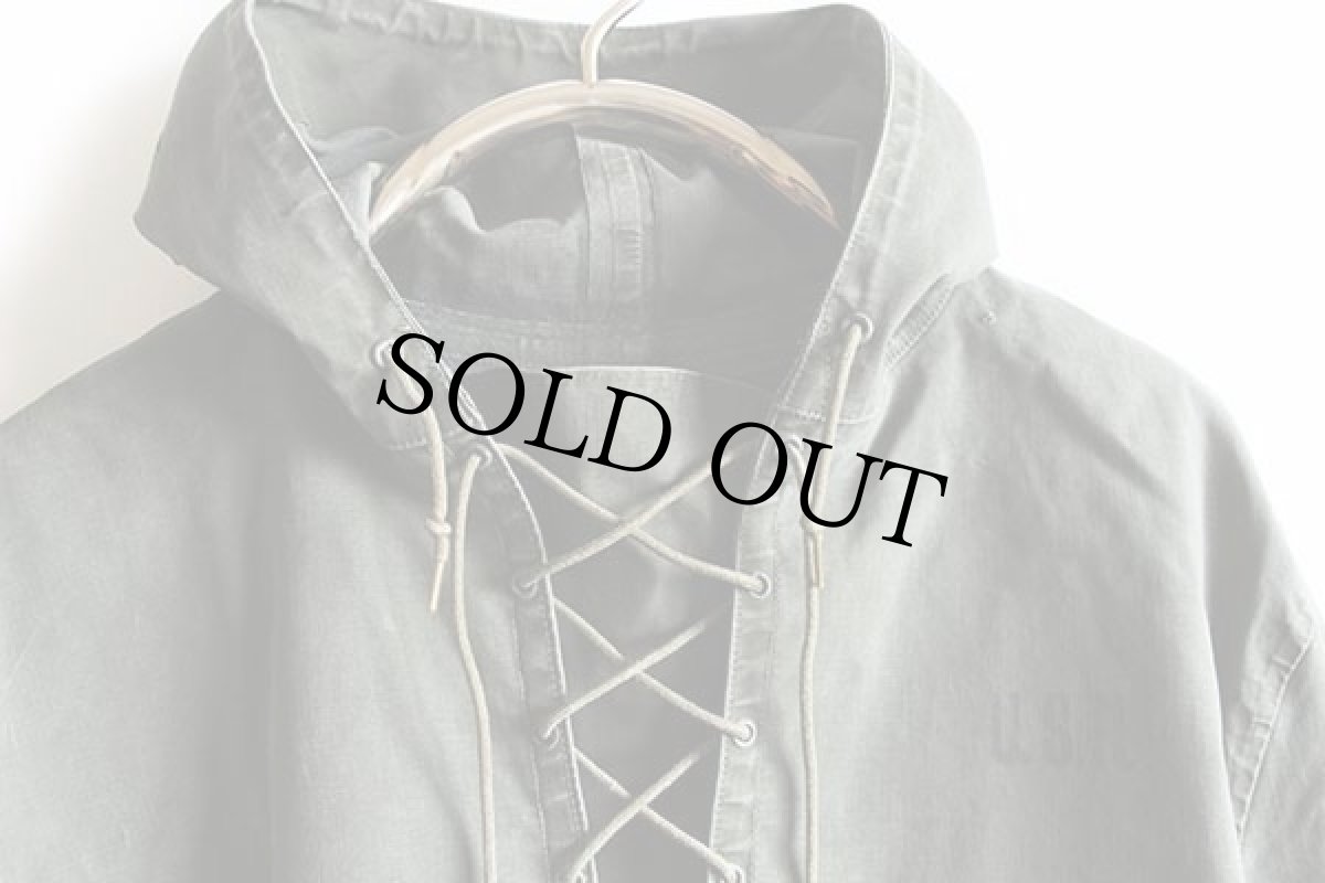 画像3: 40s 米軍 U.S.NAVY N-2 ステンシル デッキ レインパーカー オリーブドラブ L (3)