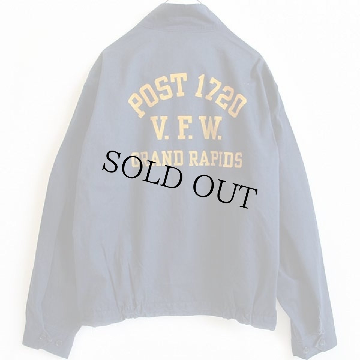 画像2: 70s VELVA SHEEN V.F.W. フロッキープリント コットンジャケット 紺 L (2)