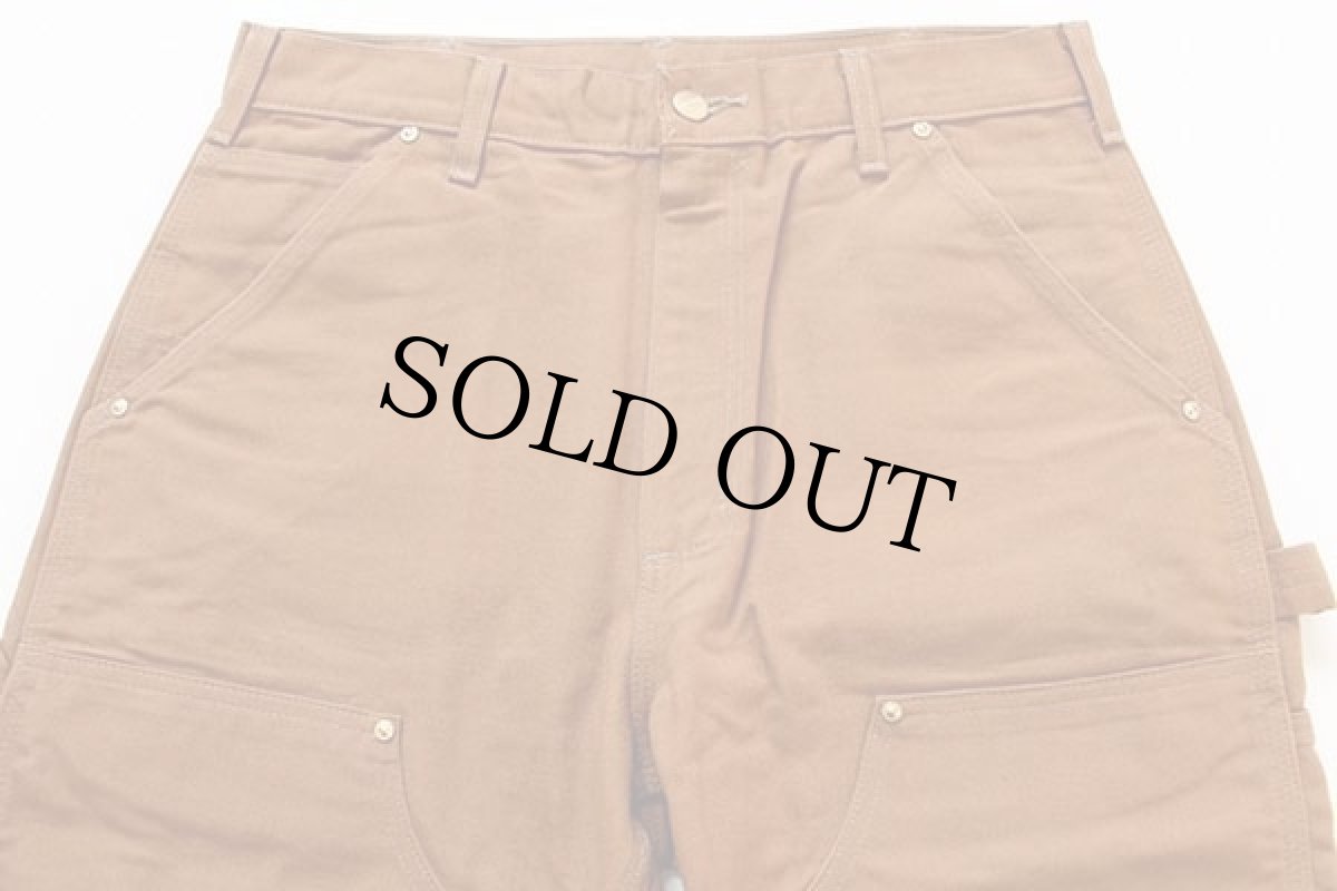 画像2: USA製 carharttカーハート ダック地 ダブルニー ペインターパンツ 茶 w32 L30 (2)