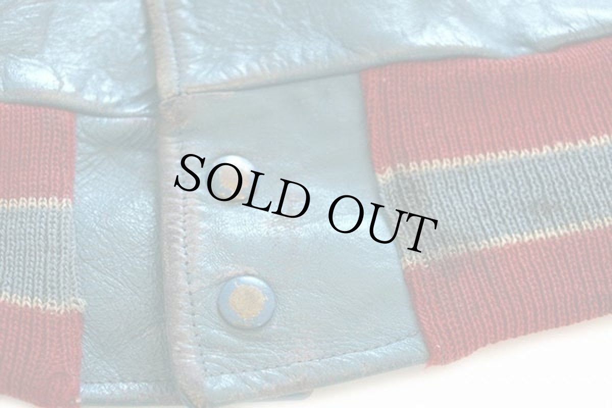 画像6: 70s USA製 MECA パッチ付き キルティングライナー オールレザー スタジャン 青 42 (6)