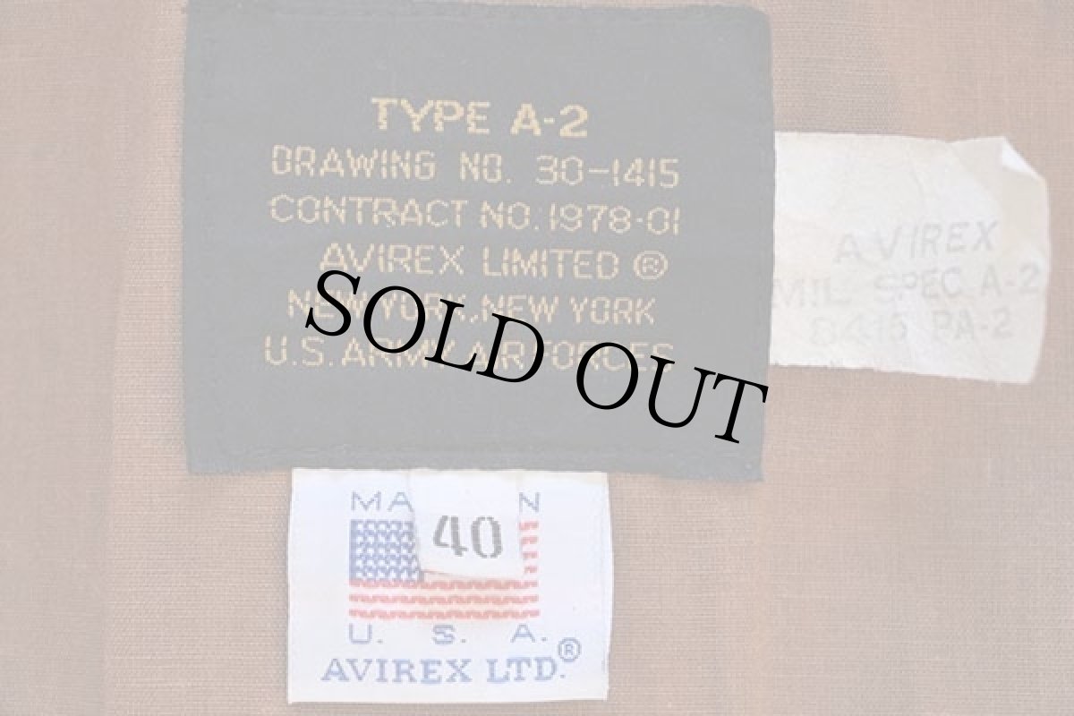 画像4: 80s USA製 AVIREXアヴィレックス A-2 フライト レザージャケット 焦げ茶 40 (4)