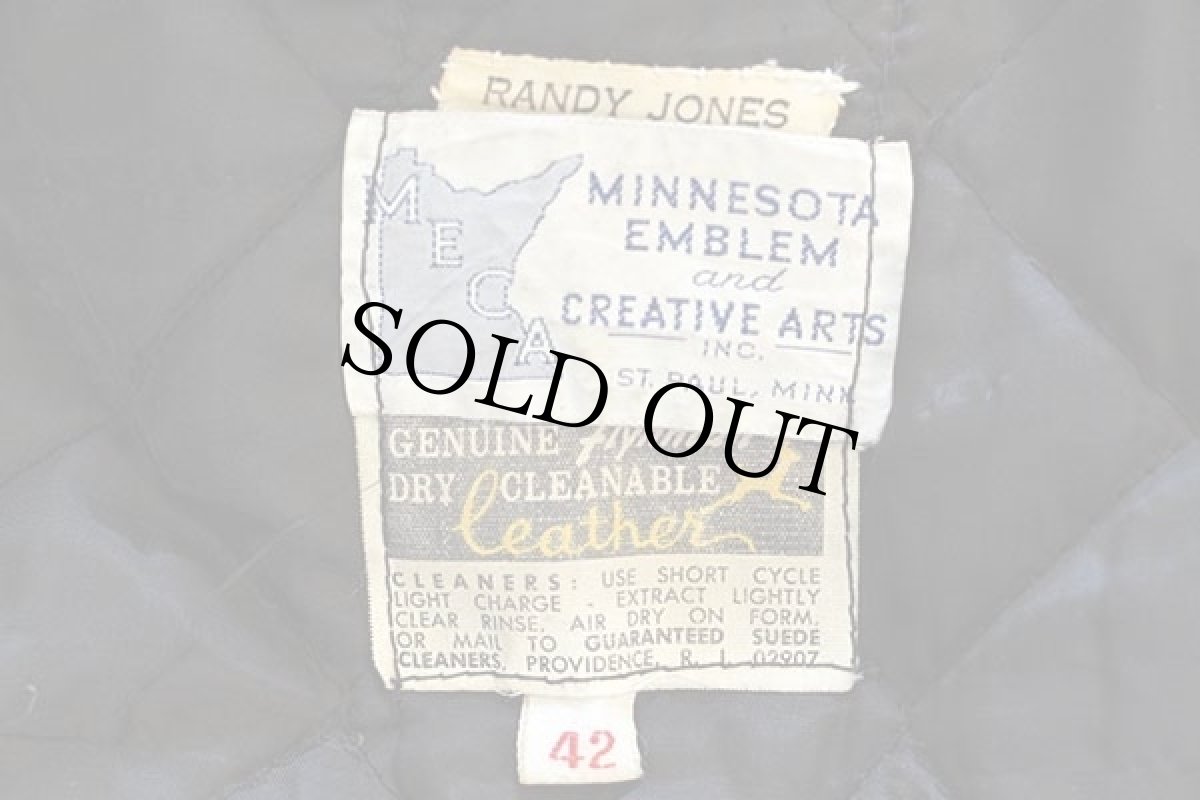 画像4: 70s USA製 MECA パッチ付き キルティングライナー オールレザー スタジャン 青 42 (4)