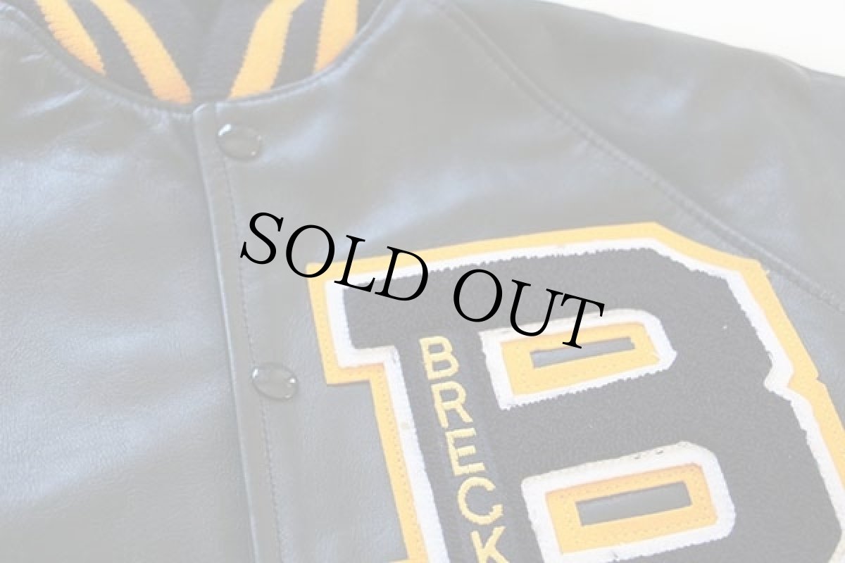 画像3: USA製 General Sports パッチ付き キルティングライナー オールレザー スタジャン 紺 S (3)