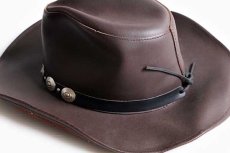 画像3: USA製 HENSCHEL HAT ヘンシェル コンチョ付き レザー カウボーイハット 焦げ茶 M★ウエスタン (3)