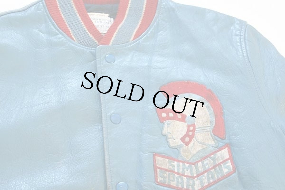 画像3: 70s USA製 MECA パッチ付き キルティングライナー オールレザー スタジャン 青 42 (3)